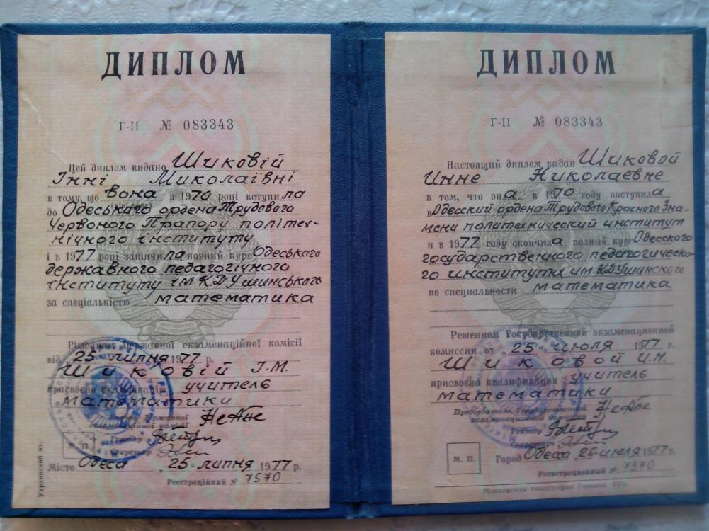 Шикова Инна Николаевна - Диплом репетитора Шикова Инна Николаевна - Диплом репетитора
