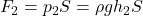   F_2 = p_2  S = \rho g h_2    S 