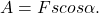 \begin{equation*} A = F s cos \alpha. \end{equation*}