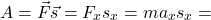 \[A = \vec{F}\vec{s} = F_x s_x = m a_x s_x =\]