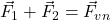 \vec{F}_1 + \vec{F}_2 = \vec{F}_{vn}